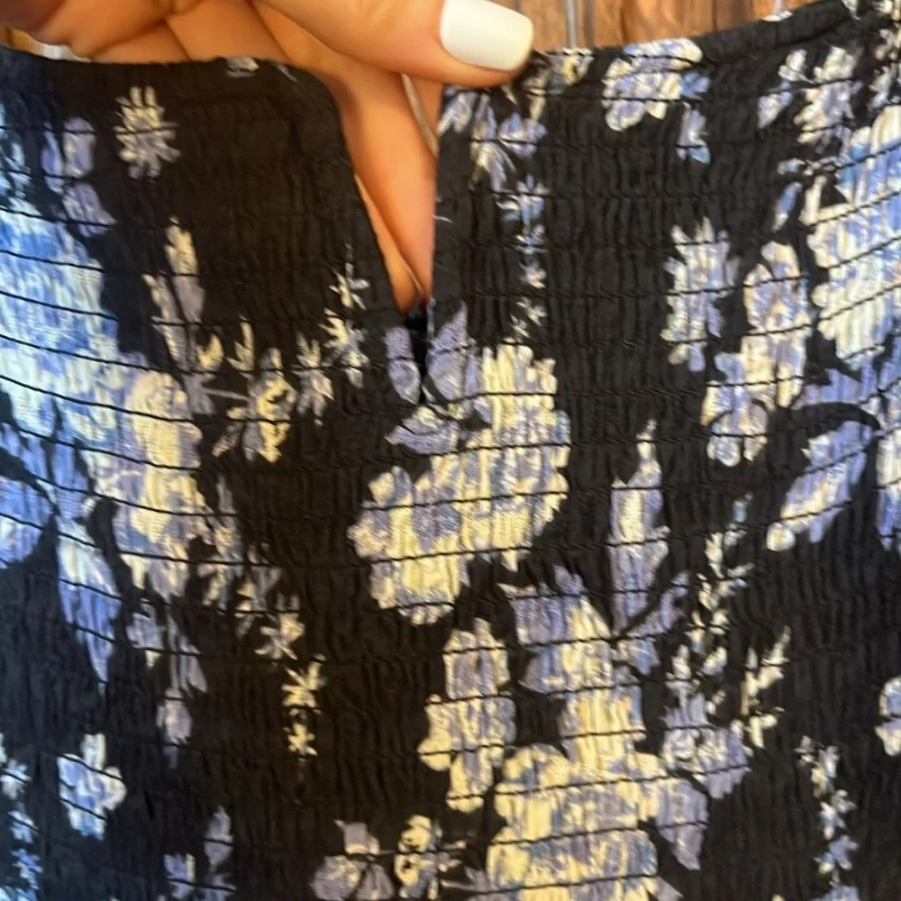 NEW Free People Jaymes Floral Print Square Neck Long Sleeves Midi Dress